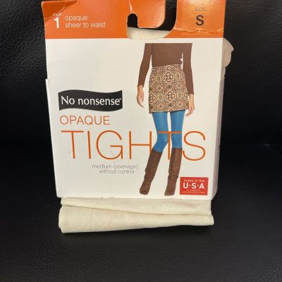 Womens IVORY SILKY OPAQUE TIGHTS Sheer to Waist 40 DENIER No Nonsense SIZE SMALL